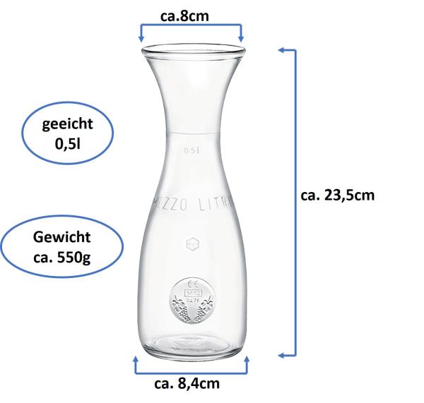 Glas Karaffe Misura 0,5L mit CE Eichring - 2 Stück -